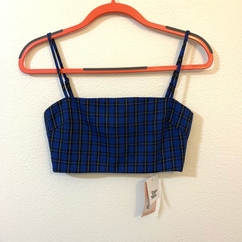 NWT tiger mist plaid crop top